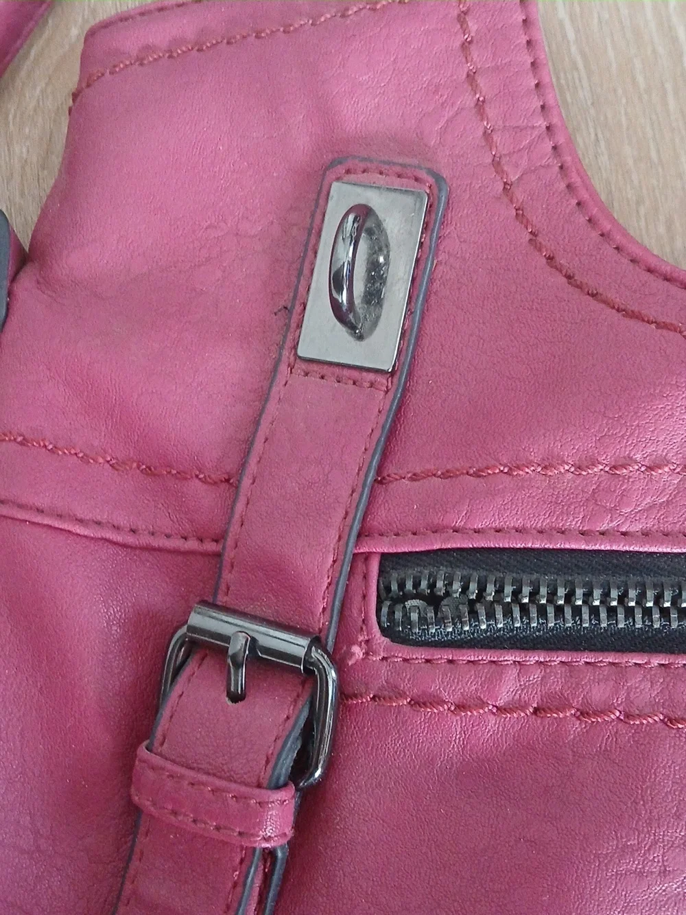 Black Rivet Pink Purse Coquette Vegan Faux Leather